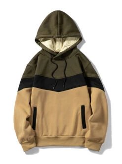 Outdoor Contrast Color Loose Hoodie Men