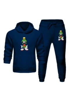 Cartoon Printed Hooded Collar Loose Activewear Sets