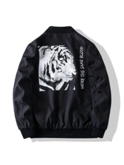 Fashion Back Print Stand Collar Jacket