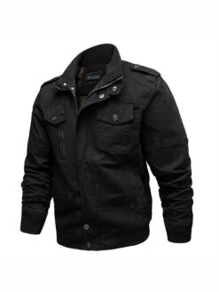 Casual Solid Zipper Jacket For Men
