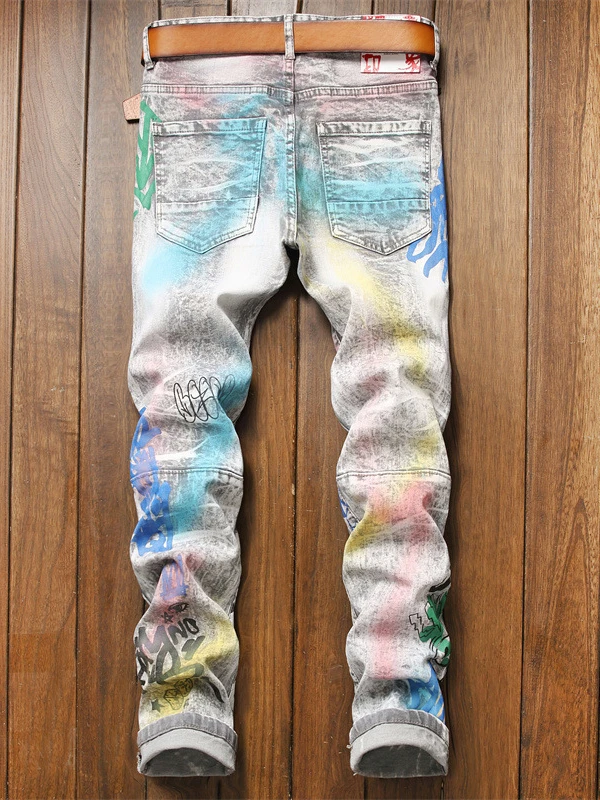 Funny Attractive Graffiti Abstract Long Men Jeans 4 Funny Attractive Graffiti Abstract Long Men Jeans - Image 2