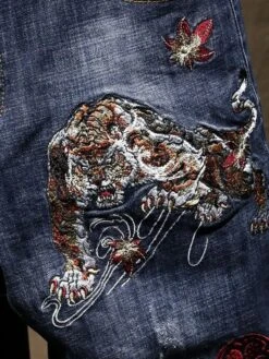 Personality Embroidery Ruched Denim Long Pants -Active Vogue P 20211101160708763 430