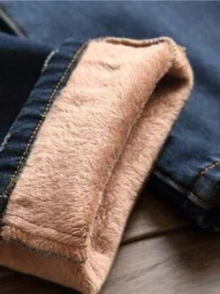 Hip Hop Stripped Plush Mid Waist Jeans Men -Active Vogue P 20211125124817199 419