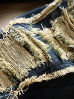 Hip Hop Stripped Plush Mid Waist Jeans Men -Active Vogue P 20211125124821533 686