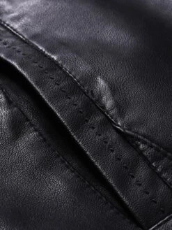 Outdoor Black Zipper Stand Collar Pu Jacket -Active Vogue P 20211202145808264 713