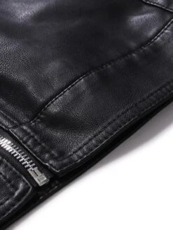 Outdoor Black Zipper Stand Collar Pu Jacket -Active Vogue P 20211202145812713 924