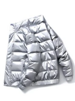 Popular Letter Print Stand Collar Down Coat