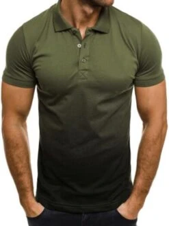 Turndown Collar Summer Gradient Color Polo Shirt