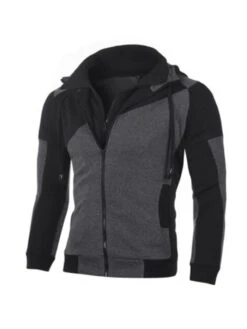 Contrast Color Casual Fashion Hoodies Outerwear