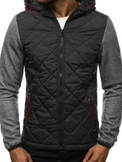 Street Long Sleeve Zipper Up Hooded Collar Men Coats