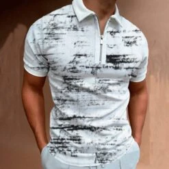 White Tie Dye Short Sleeve Men Polo Shirts