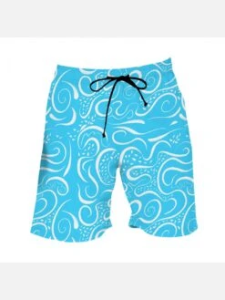 Beach Printed Wide Leg Half Pants Mens