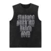 Letter Printed Crew Neck Sleeveless Casual Tank Tops