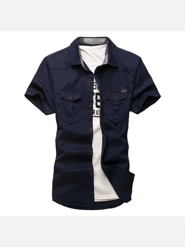 Fashion Pockets Short Sleeve Men Shirts 3 Fashion Pockets Short Sleeve Men Shirts
