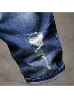 Ripped Ripped Denim Shorts For Men -Active Vogue P 20220409180449194 326