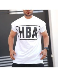 Casual Sports Letter Printed Short Sleeve Men Tee