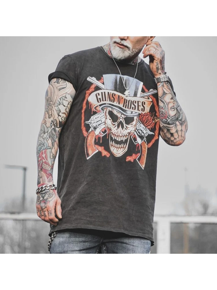 Summer Casual Skull Printed Cotton Short Sleeve Tee 3 Summer Casual Skull Printed Cotton Short Sleeve Tee