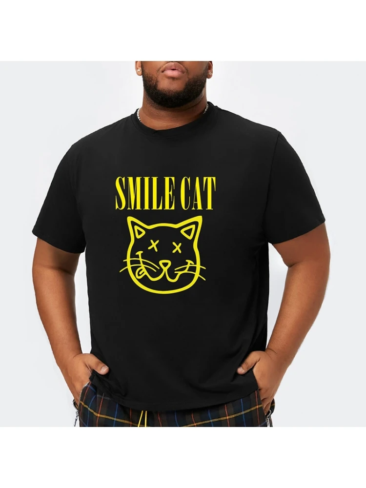 Cotton Letter Cat Printed Crew Neck Short Sleeve Tee For Men 3 Cotton Letter Cat Printed Crew Neck Short Sleeve Tee For Men