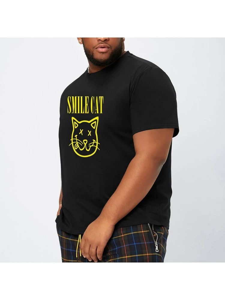 Cotton Letter Cat Printed Crew Neck Short Sleeve Tee For Men 4 Cotton Letter Cat Printed Crew Neck Short Sleeve Tee For Men - Image 2