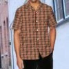 Men Casual Short Sleeve Plaid Shirt