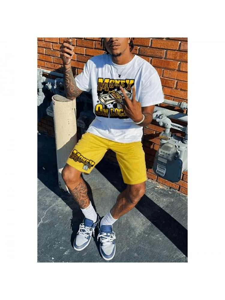 Fashion Short Sleeve Two-piece Pant Suits For Men 4 Fashion Short Sleeve Two-piece Pant Suits For Men - Image 2