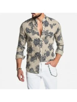 Leisure Style Flower Printing Long Sleeve Shirt
