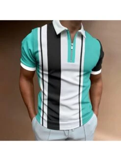 Business Fashion Striped Short Sleeve Polo Shirt