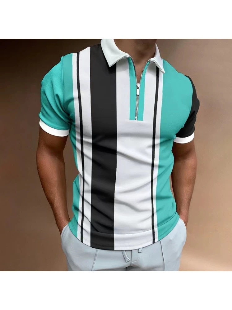 Business Fashion Striped Short Sleeve Polo Shirt 3 Business Fashion Striped Short Sleeve Polo Shirt