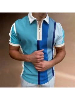 Simple Design PrintingShort Sleeve Casual Polo Shirt