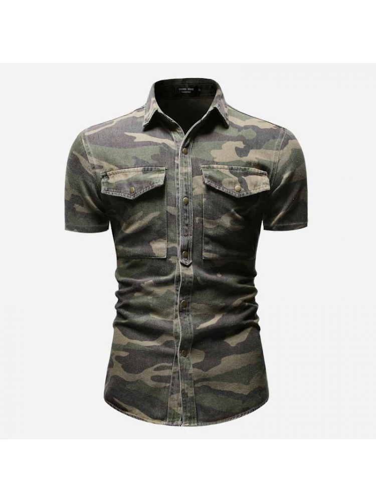 Fashion Camouflage Patchwork Men's Shirts 3 Fashion Camouflage Patchwork Men's Shirts