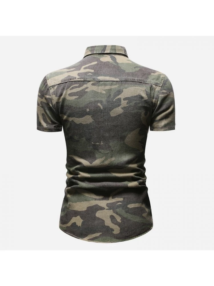 Fashion Camouflage Patchwork Men's Shirts 5 Fashion Camouflage Patchwork Men's Shirts - Image 3
