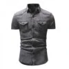 Retro Denim Pure Color Patchwork Men's Shirt -Active Vogue P 20220606183341136 623