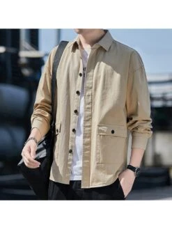 New Loose Polo Collar Long Sleeve Coat