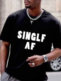 Hip Hop Black Printed Loose T Shirts For Men