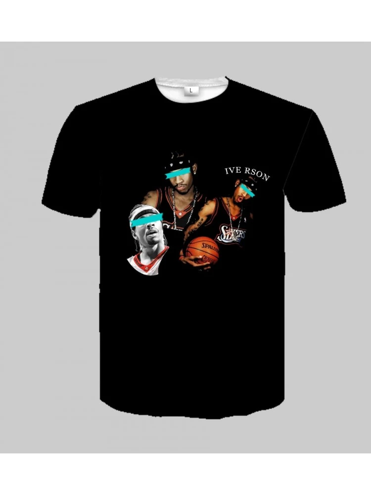 Printed Black Loose Street Tees For Men 5 Printed Black Loose Street Tees For Men - Image 3