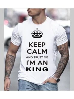 Summer Letter Printing Men Short Sleeve Tee