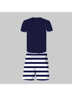 Leisure Striped Printed 2 Piece Short Suits For Men -Active Vogue P 20220623215550266 396