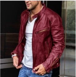 Street PU Black Zipper Pockets Men Jackets