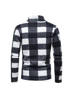 Fashion Standing Collar Zipper Plaid Men's Sweatshirt -Active Vogue P 20220628141301538 687