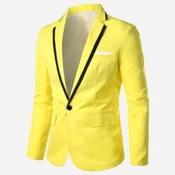 Men's Contrast Color Lapel Long Sleeve Suit