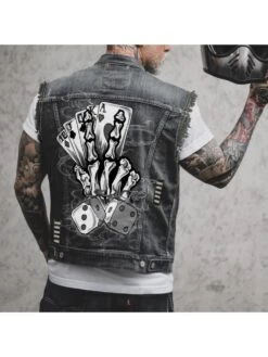 Men's Fashion Printed Sleeveless Denim Vest