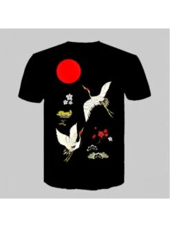 Crane Bird Pattern Summer Couple Tees 6 Crane Bird Pattern Summer Couple Tees -Active Vogue P 20220709101503618 692