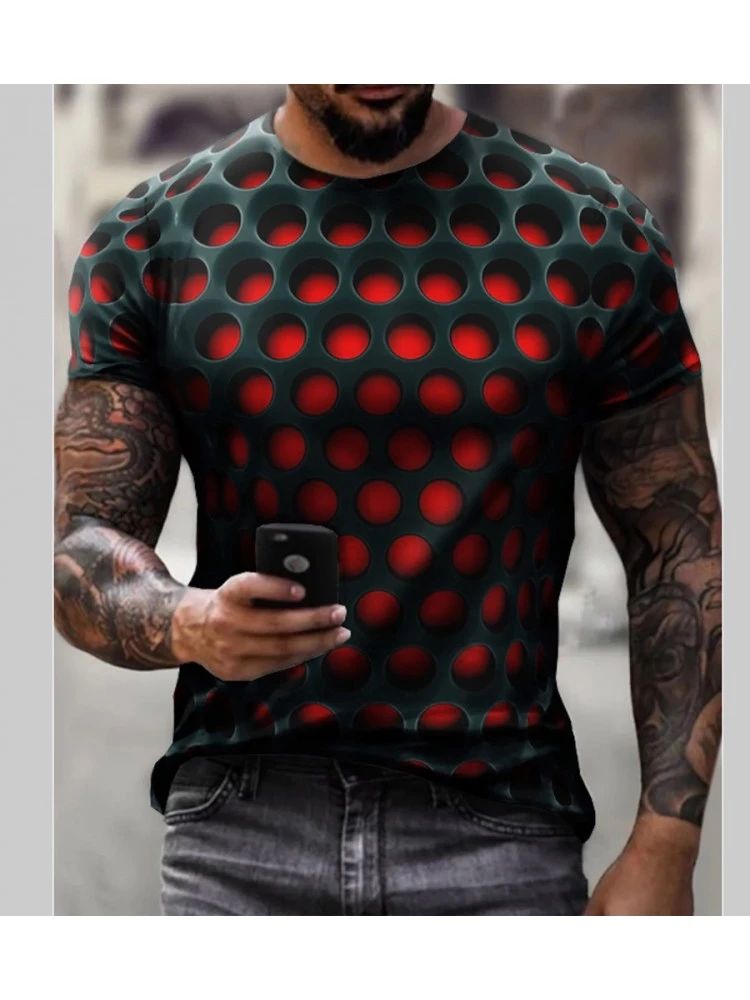 Round Neck Short Sleeve Hollow Out Men's T-Shirt 3 Round Neck Short Sleeve Hollow Out Men's T-Shirt