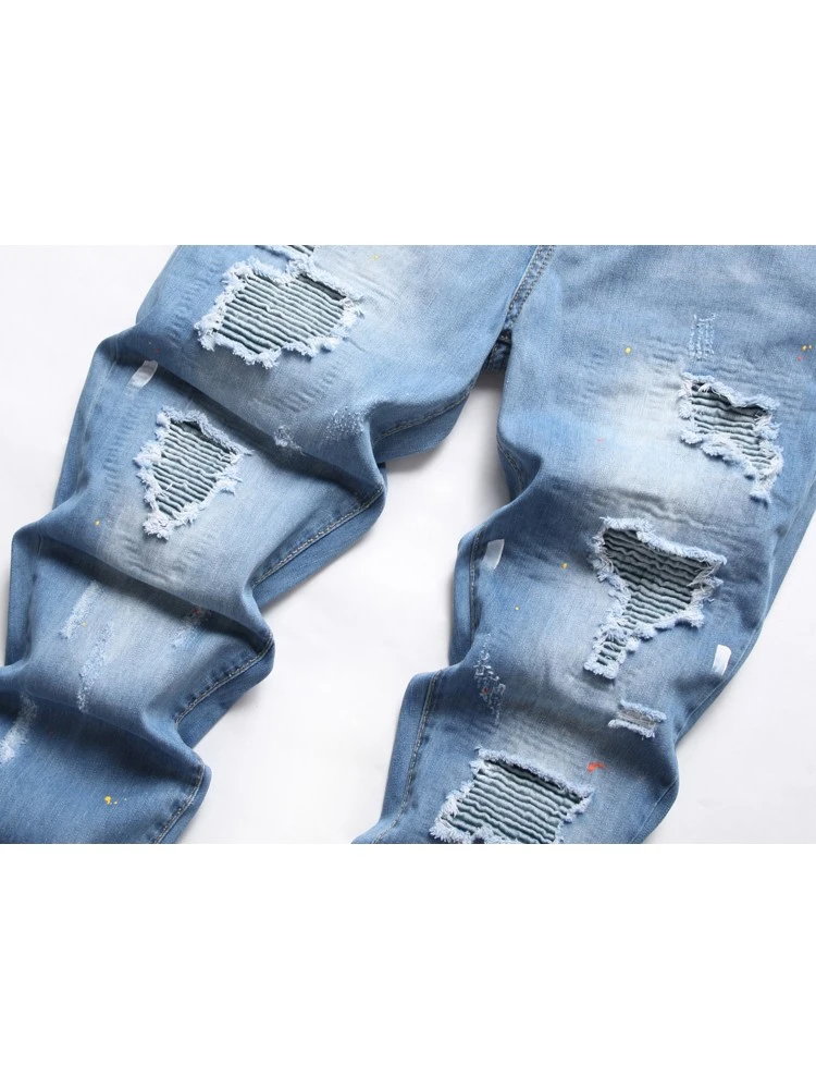 Fashion Men Straight Leg Denim Jeans 5 Fashion Men Straight Leg Denim Jeans - Image 3