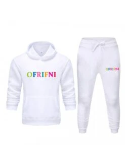 Men's Letter Print Hooded Pullover Long Suit