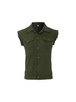 Men's Casual Pure Color Raw Edge Button Vest -Active Vogue P 20220822144359669 442