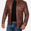 Men's Leather Pure Color Punk Motorcycle Jacket -Active Vogue P 20220825154603498 388