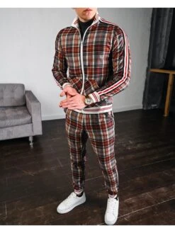 Casual Fashion Plaid Men's Two-Piece Set