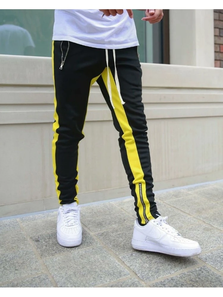 Summer Drawstring Contrast Color Zipper Men's Casual Pants 3 Summer Drawstring Contrast Color Zipper Men's Casual Pants