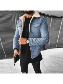 Winter Black Solid Men Denim Coats 5 Winter Black Solid Men Denim Coats -Active Vogue P 20220905184349790 638